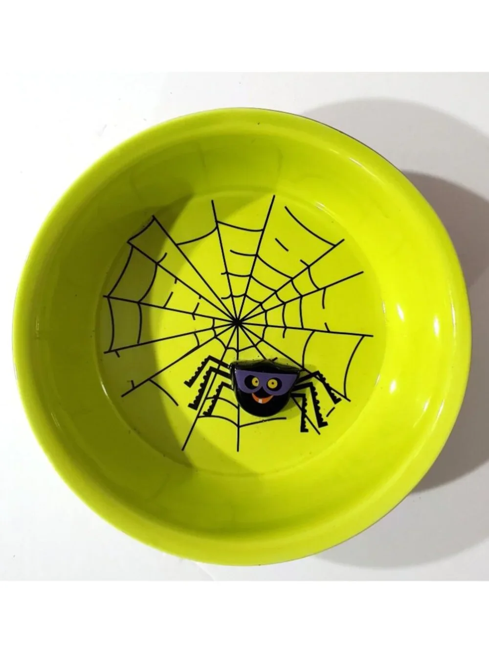 Hallmark ceramic HALLOWEEN CANDY DISH serving BOWL spider web eek boo scary word